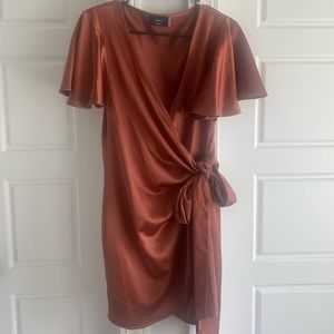 Rust orange silk dress